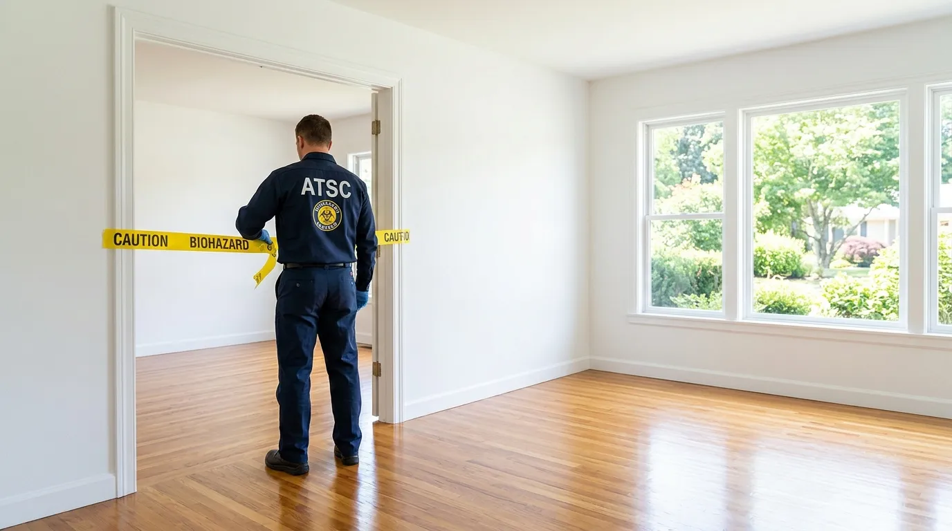 Certified biohazard cleanup crew performing Trauma Scene Cleanup in New Ipswich